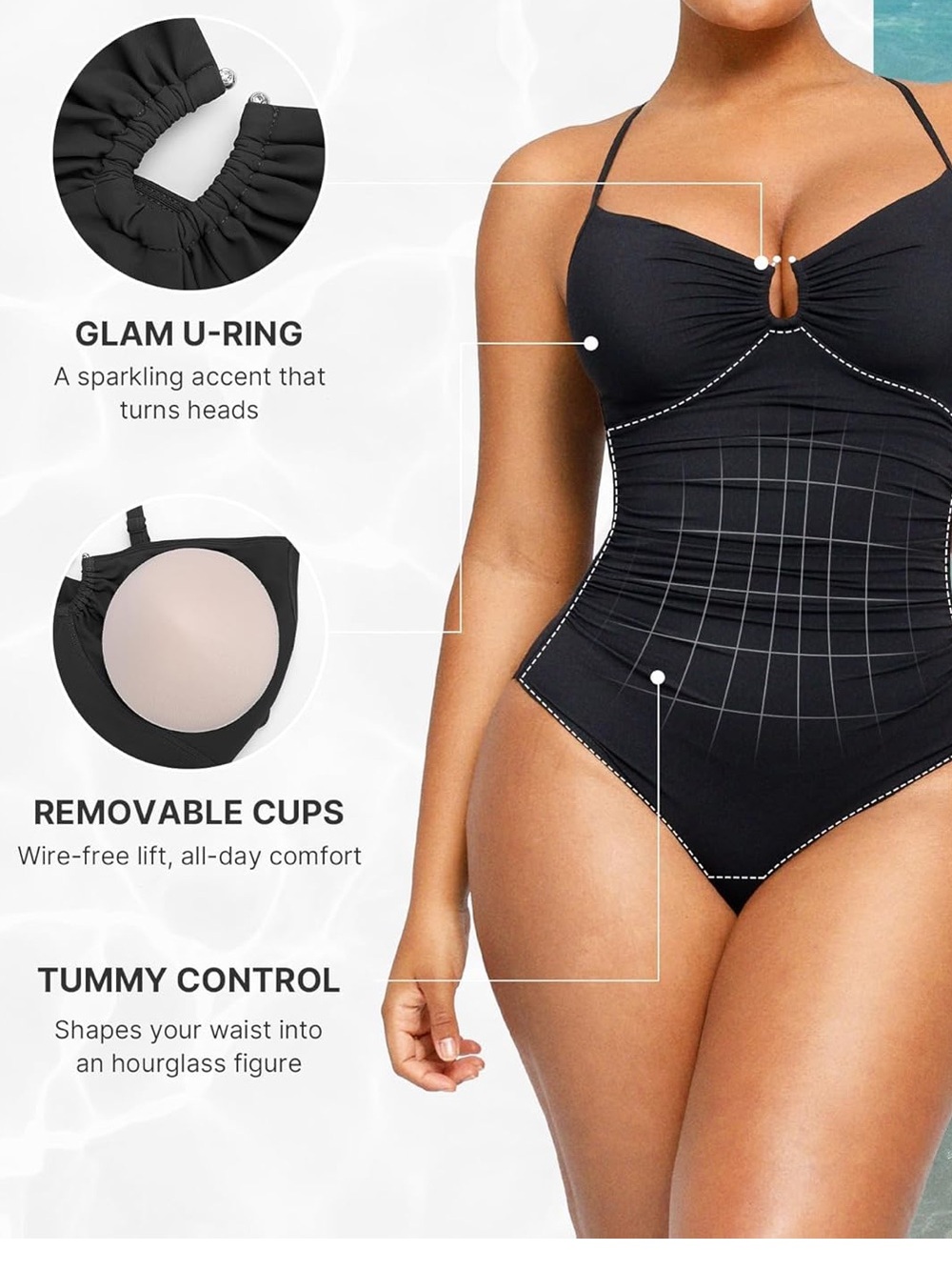 SHAPELLX Womens Swimsuits Tummy Control - Picture 2 of 9